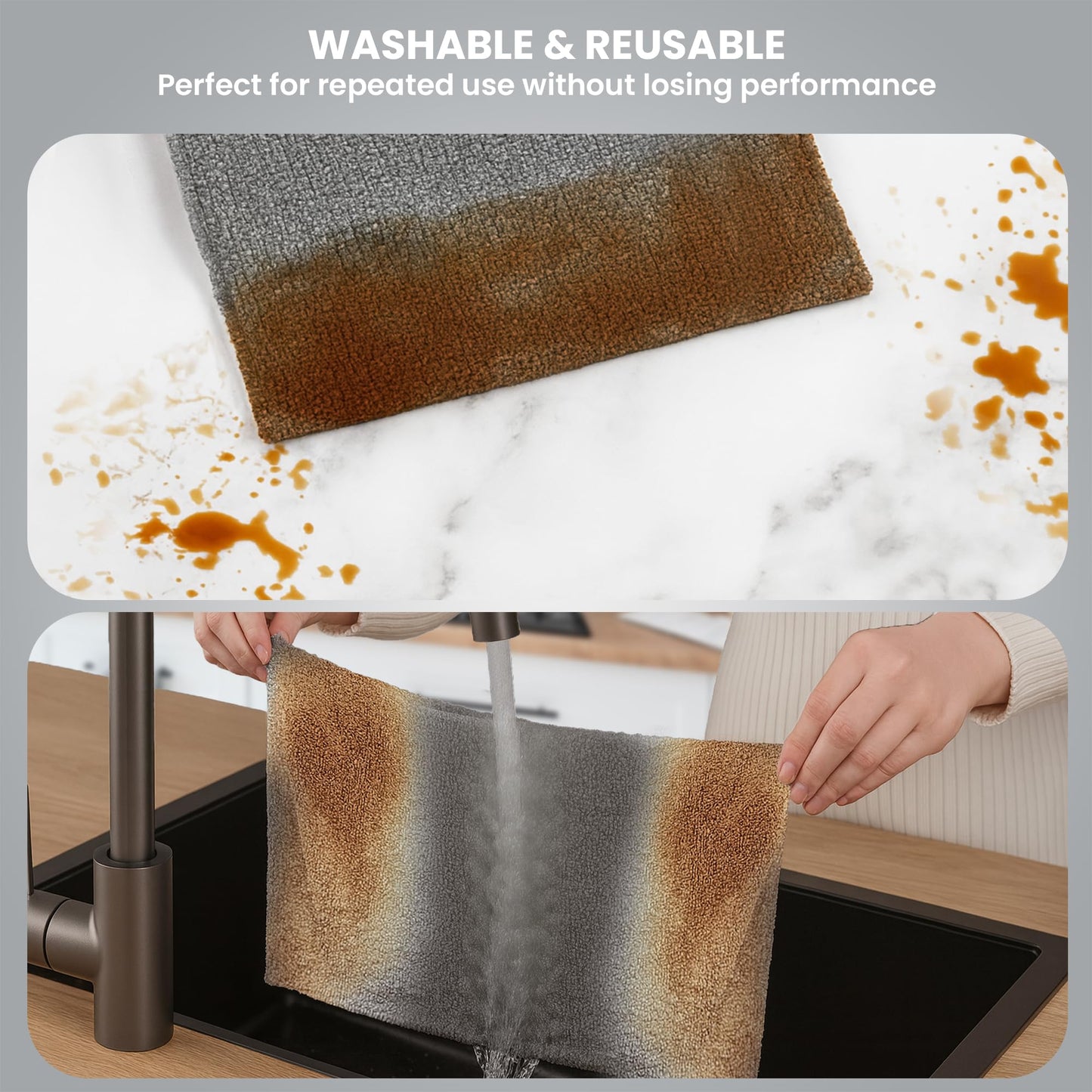 ShineXPro Microfiber Cleaning Cloth Roll, 50Pcs, 10000 Times Washable - 10X Cheaper Than Paper Kitchen Towel Roll - Ultra Absorbent Lint Free Microfiber Cleaning Cloth for Kitchen - Tearable, Reusable