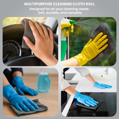 ShineXPro Microfiber Cleaning Cloth Roll, 50Pcs, 10000 Times Washable - 10X Cheaper Than Paper Kitchen Towel Roll - Ultra Absorbent Lint Free Microfiber Cleaning Cloth for Kitchen - Tearable, Reusable